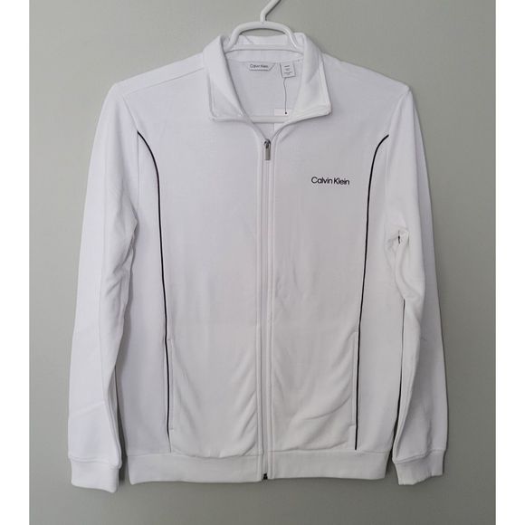 Calvin Klein NWT Women's Brilliant White Full Zip Jacket Size Small - Picture 1 of 6